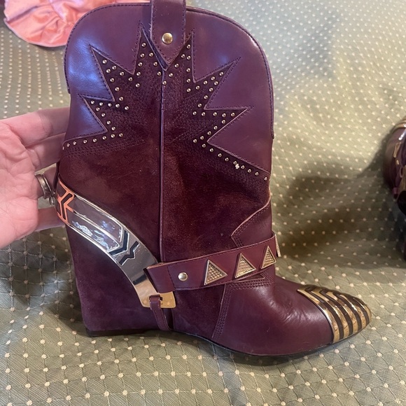Ivy Kirzhner Leather Western Burgundy Leather Boots (Sz:7.5M) - Picture 1 of 12
